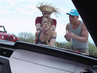 Country girl Alexis Crystal gets well fucked by two men